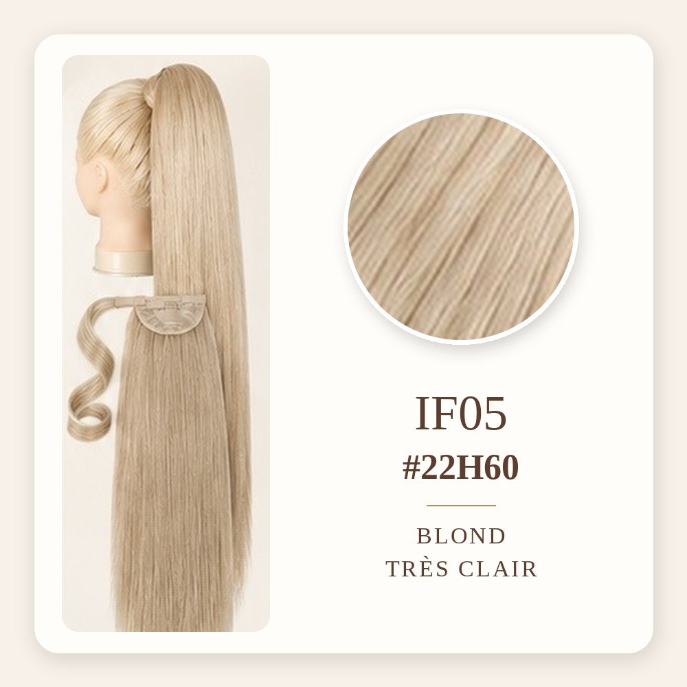 Extension Queue de Cheval à Clip Wrap Ponytail Lisse – IF05 BLOND TRÈS CLAIR – Effet Naturel